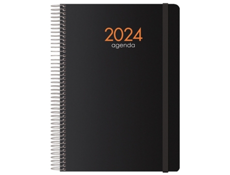 Agenda 2024 Semana Vista Con Espiral Y Goma Negra Syncro 15X21 Cm DOHE