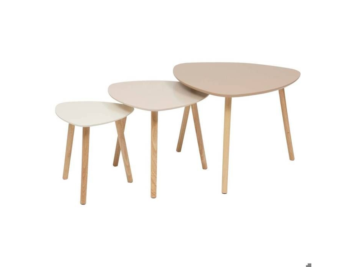 3 Mesas Gigognes Mileo Beige 60x60x45 cm Atmosphera Interior Creator Beige