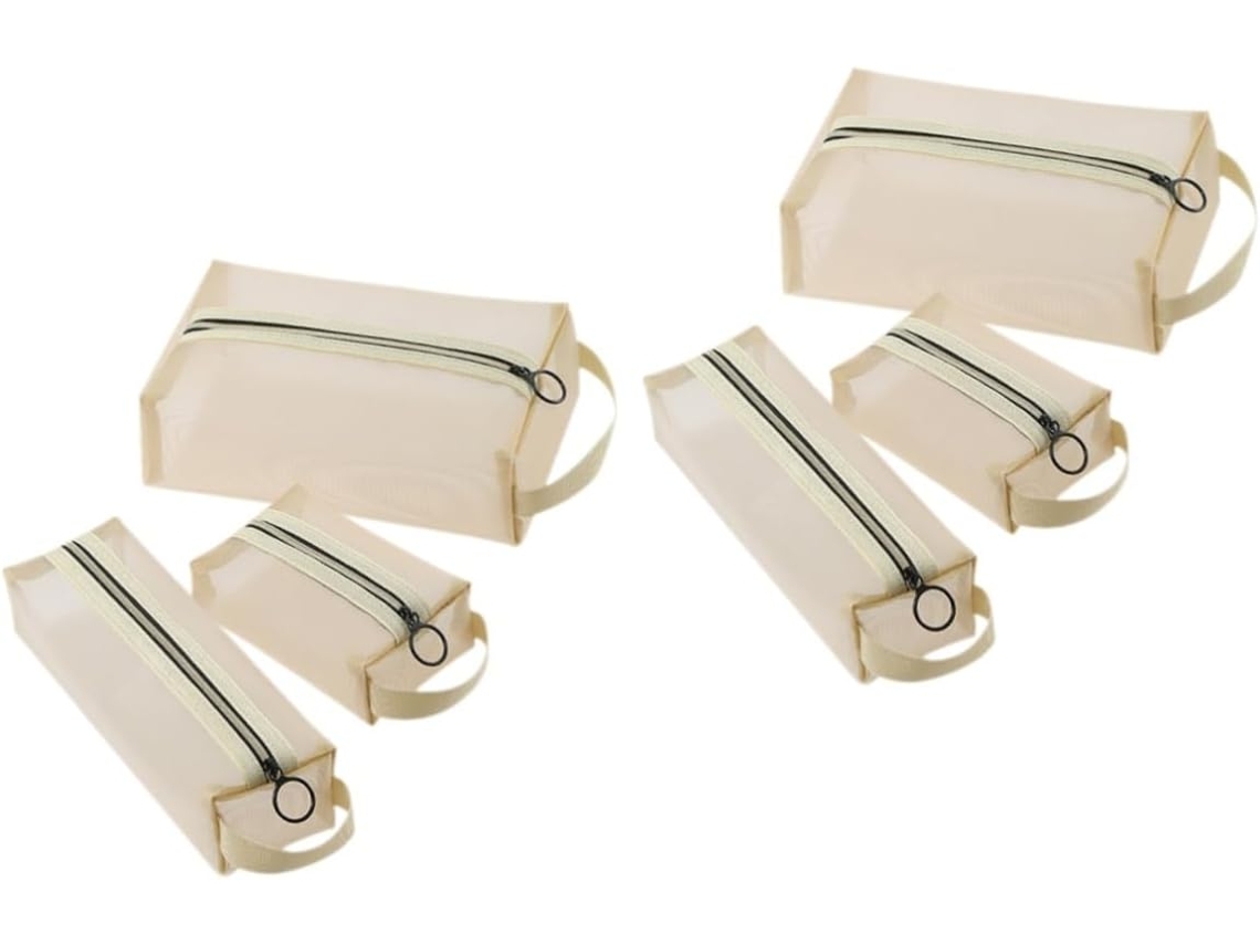 Juego De Neceser Portátil De 2 Piezas, De Malla Transparente Para Maquillaje Con Capacidad Para Viajes.