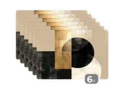 Manteles Individuales Juego De 6abstracto - Moderno - Negro - Dorado 45x30 Cm