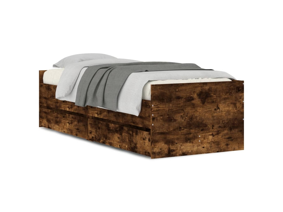 Maison Exclusive - Estructura De Cama Con Cajones Roble Ahumado 75x190 Cm