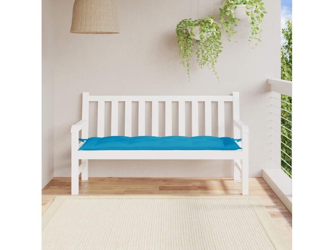 Cojín grande para banco de jardín, 150x50x7 cm, tela Oxford azul claro, HARLANV1