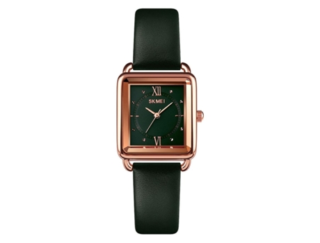 Reloj de Cuarzo de Moda para Mujer Reloj Cuadrado Resistente al Agua con Correa de Cuero-Verde VEANXIN