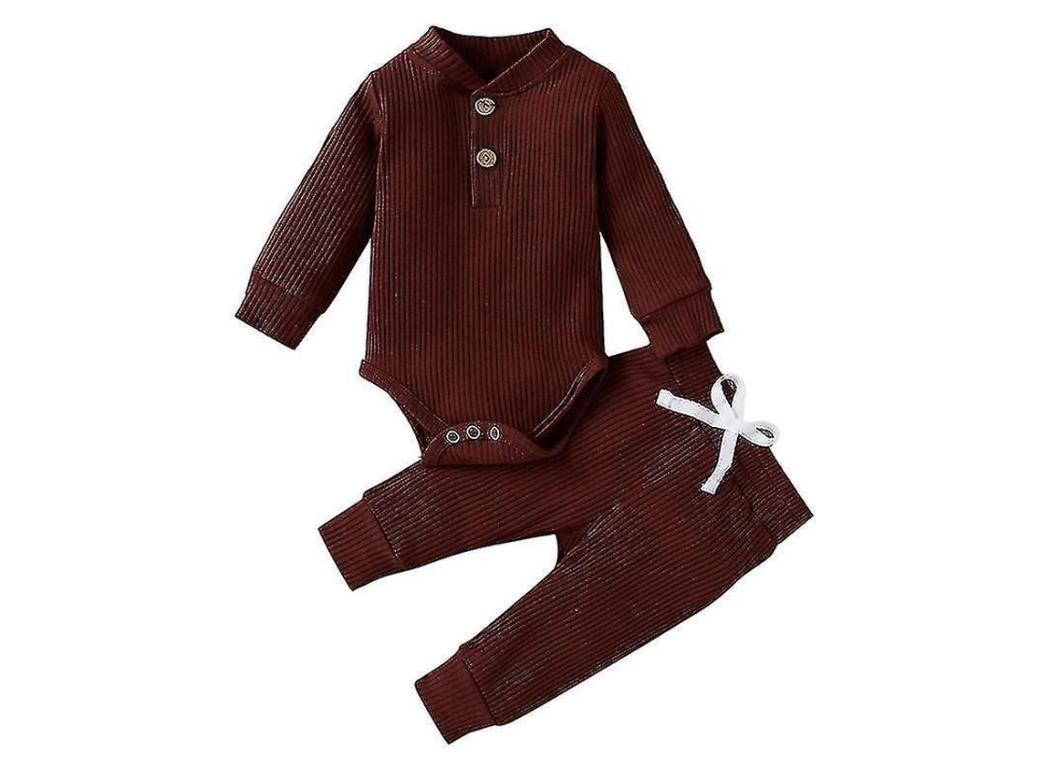 2026-conjunto 2 Piezas Para Bebé: Camiseta Cuello Redondo Manga Larga Y Pantalones Con Cintura Elástica