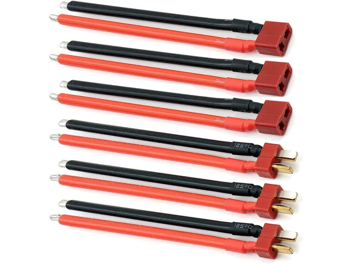 Pieza para Teledirigidos 3 piezas de cable con 14AWG Deans estilo T Plug macho hembra con cable de conexión de la batería RC