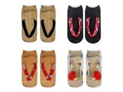 4 Pares Meias De Dedos Com Estampa 3d Divertida Para Sandália Meias De Tornozelo Baixo Soft E Respirável