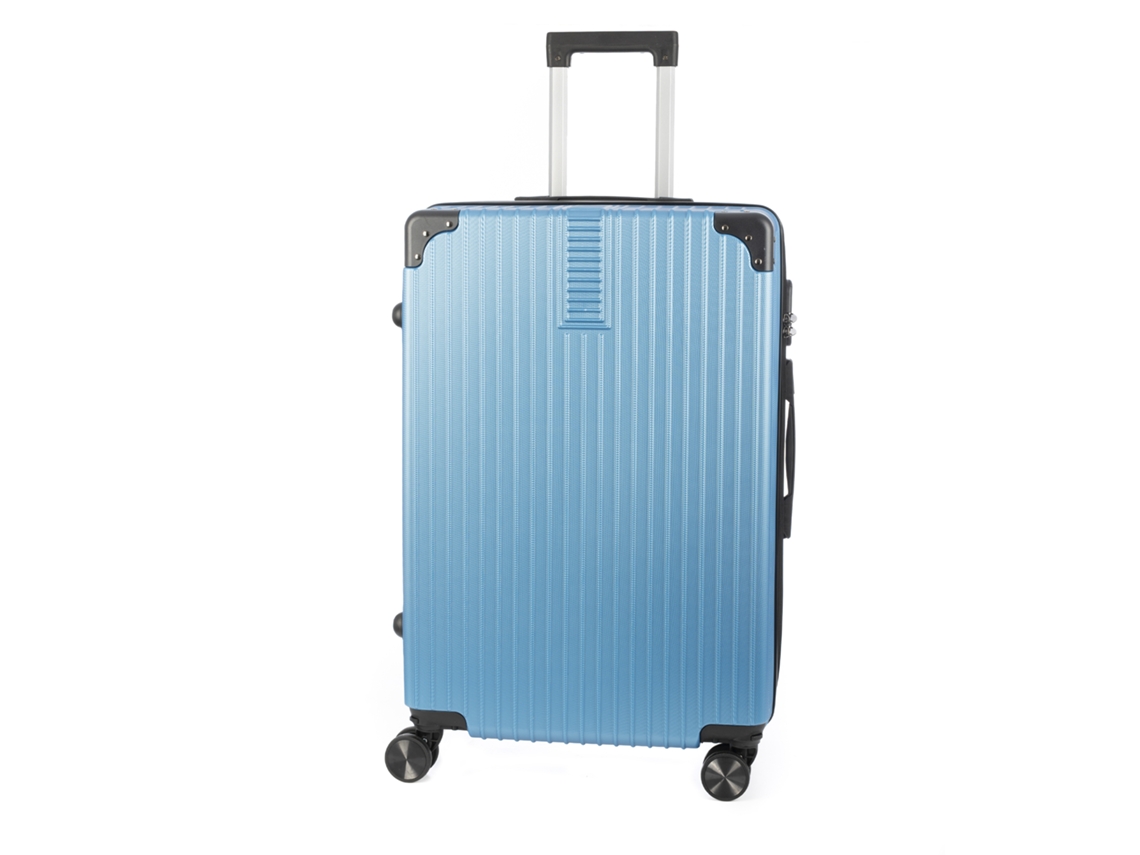 Maleta trolley ultraligera, rígida y mediana, fabricada en ABS de alta resistencia con esquinas reforzadas. Bloqueo numérico y 4 ruedas dobles extraíbles de 360°.