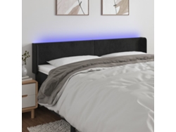 Cabecero Con Led De Terciopelo Negro 163x16x78/88 Cm