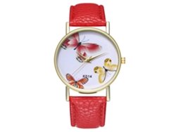 Reloj Analógico De Cuarzo Para Hombre Zhoulianfa Con Correa De Cuero Sintético Rojo De Diseño Sencillo.
