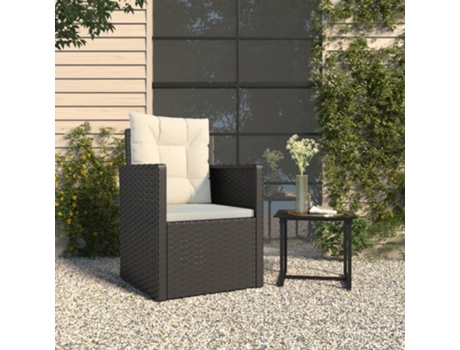MAISON EXCLUSIVE Sillón de jardín con cojín ratán sintético negro