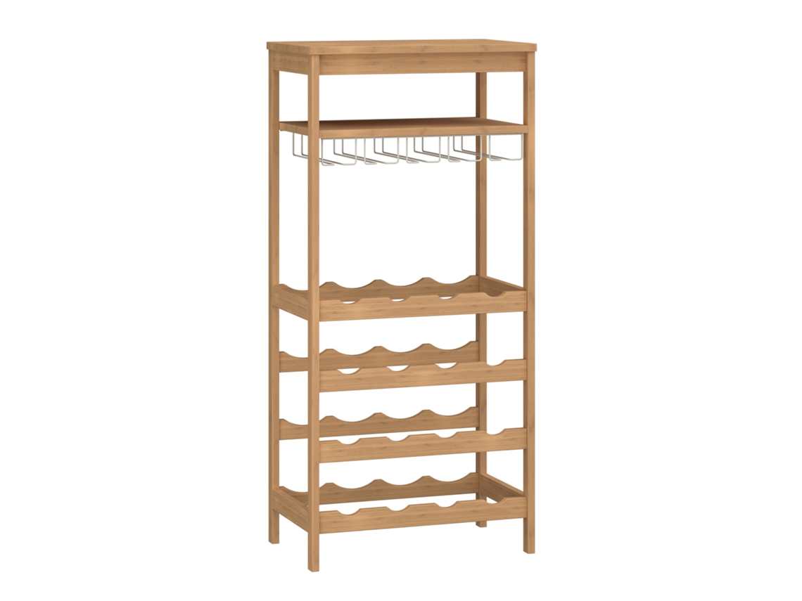 Estantería De Vino Fillby Con Portavasos Bambú 100x47x29cm - Natural [EN.CASA]