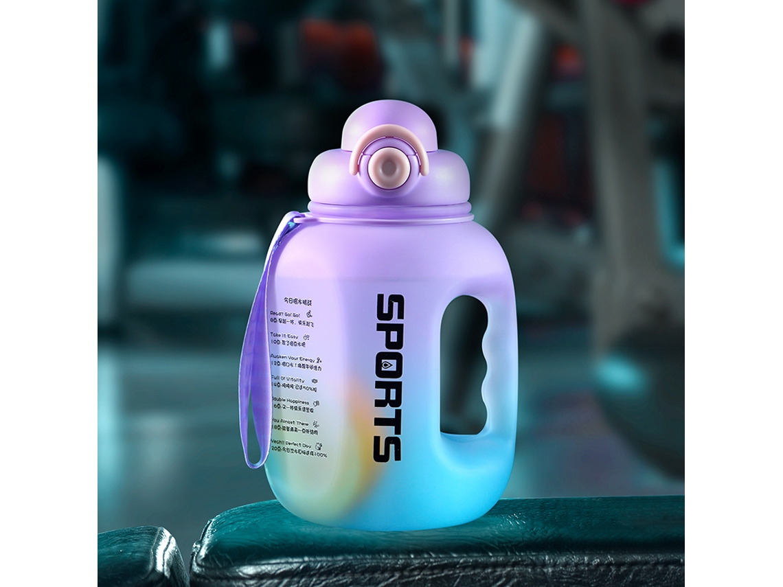 Botella deportiva con tapa, portátil, de plástico, apta para microondas. Mdug (morada, 1,6 l)