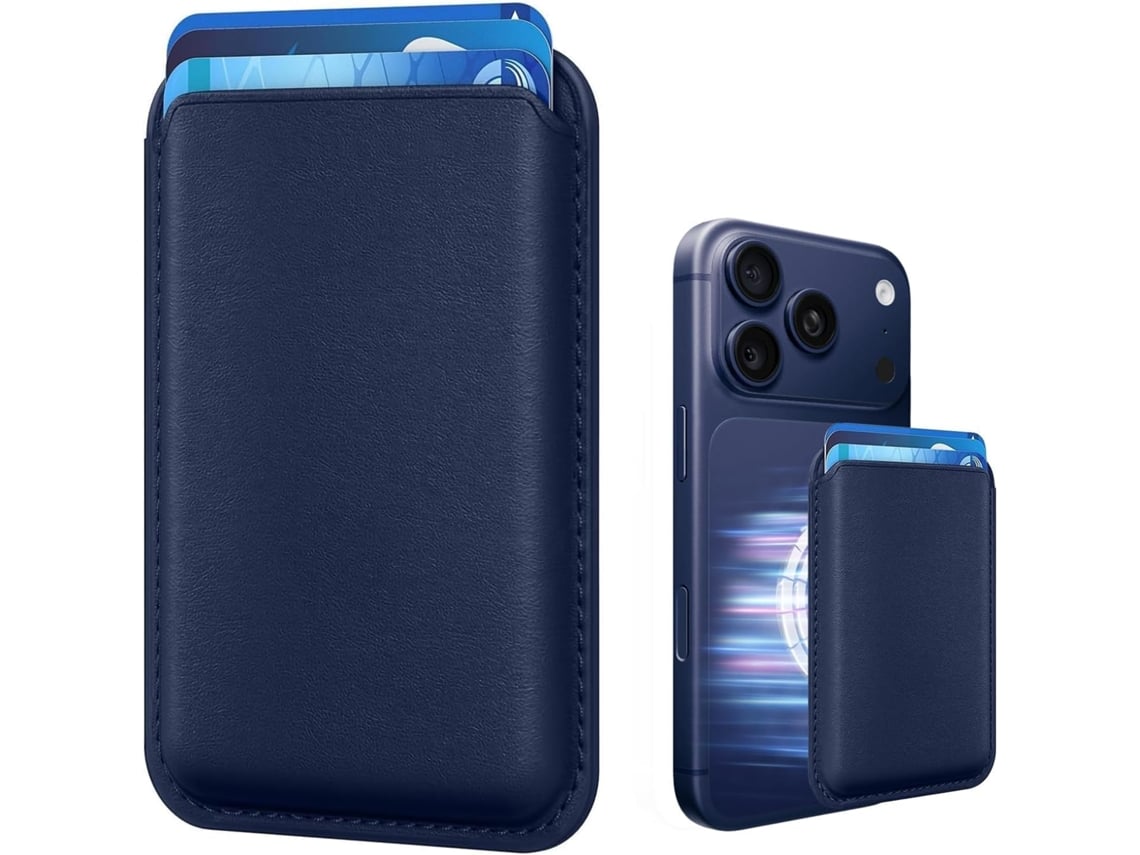 Tarjetero de cuero MagSafe - Tarjetero adhesivo para iPhone 17/16/15/14/13/12 Azul Panoona