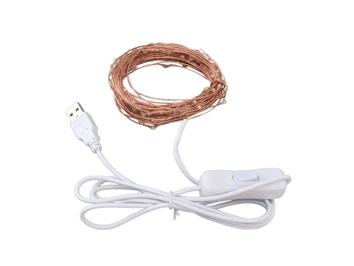 2026-luces De Cadena De Cobre Usb 100 Leds 10m/32.8ft Energéticas Seguras Luz Cálida Para Exterior Decoración Diy