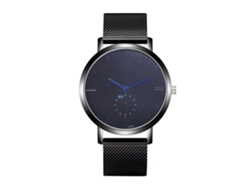 Reloj De Pulsera Para Hombre Con Correa De Malla Dial Redondo Cuarzo Zhoulianfa Negro