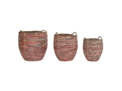 Set 3 Cesta Ratán Melocoton 52x52x58cm