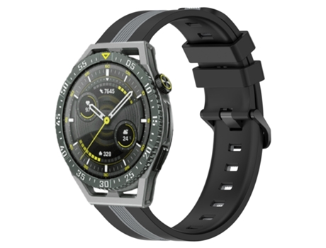 Correa de reloj inteligente para Huawei Watch GT 3 SE Correa de reloj de silicona vertical de dos colores de 22 mm (negro + gris)