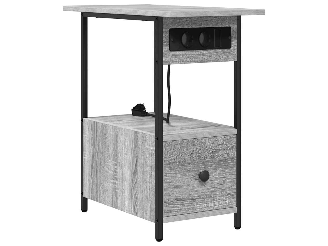 Mesita de noche Sonoma gris con cajón 60x30x61 cm MAISON EXCLUSIVE