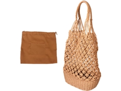Mochila Tejida Marrón Vintage Para Mujer, De Algodón Resistente Al Desgaste Y Fácil De Limpiar, Ideal Para La Playa O