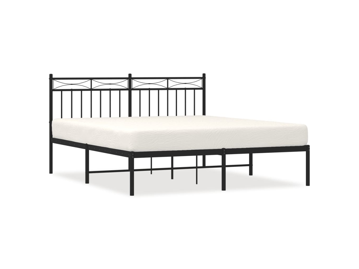 Maison Exclusive - Estructura Cama Sin Colchón Con Cabecero Metal Negro 160x200 Cm