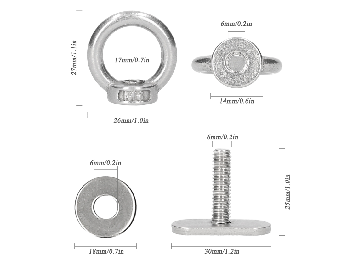 Adaptador De Riel De Acero Inoxidable Para Kayaks De Pesca Con Pernos En T Y Tuercas De Ojo Para Una Fijación Rápida.