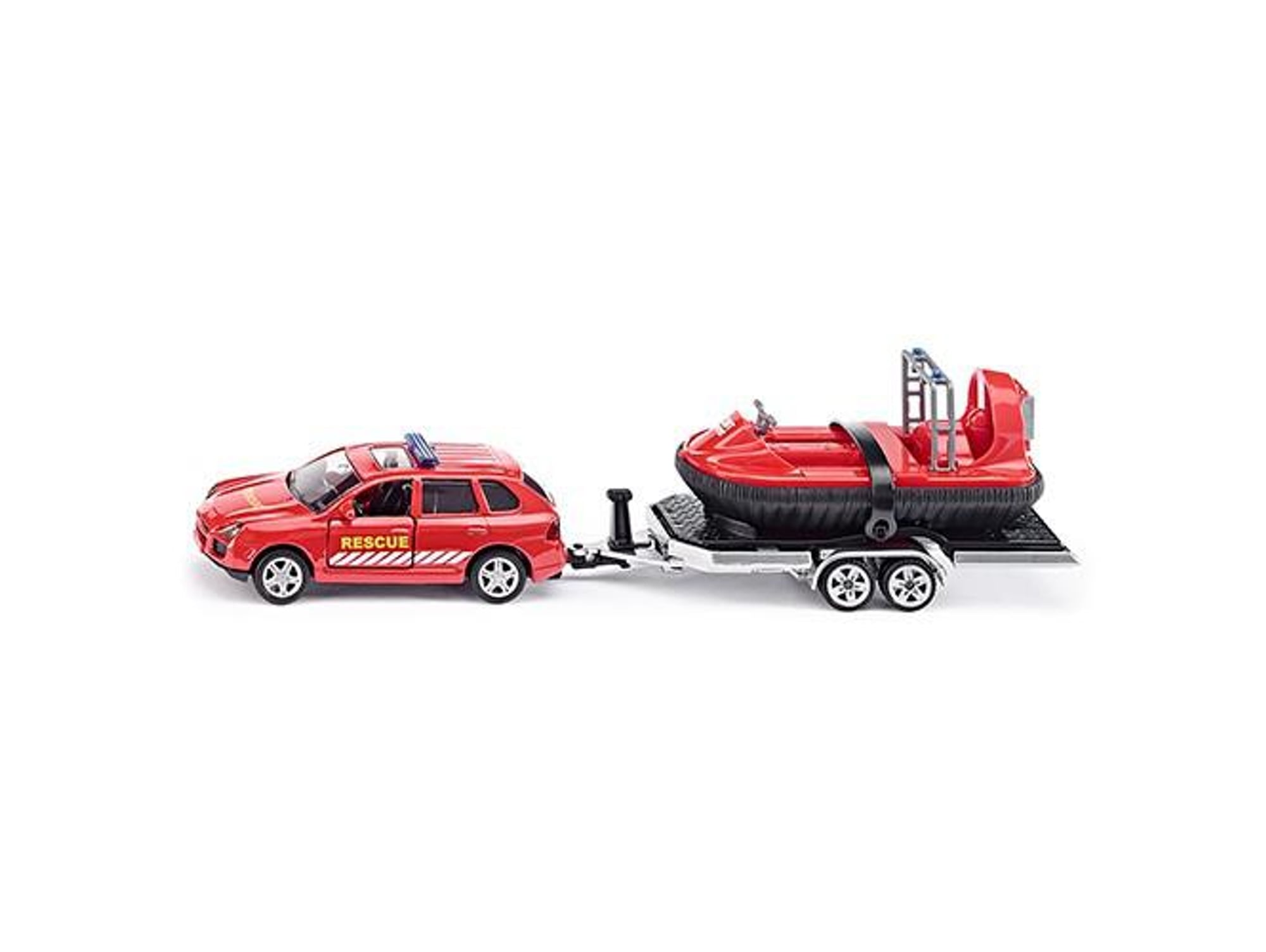 Vehículo SIKU Coche de Patrulla con Remolque y Hovercraft