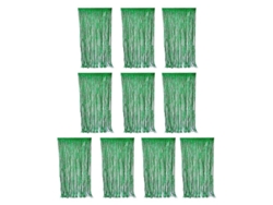 10 Cortinas De Franja De Tinsel Metálico Reutilizable Para Fiestas Cumpleaños Y Fotografías Verde