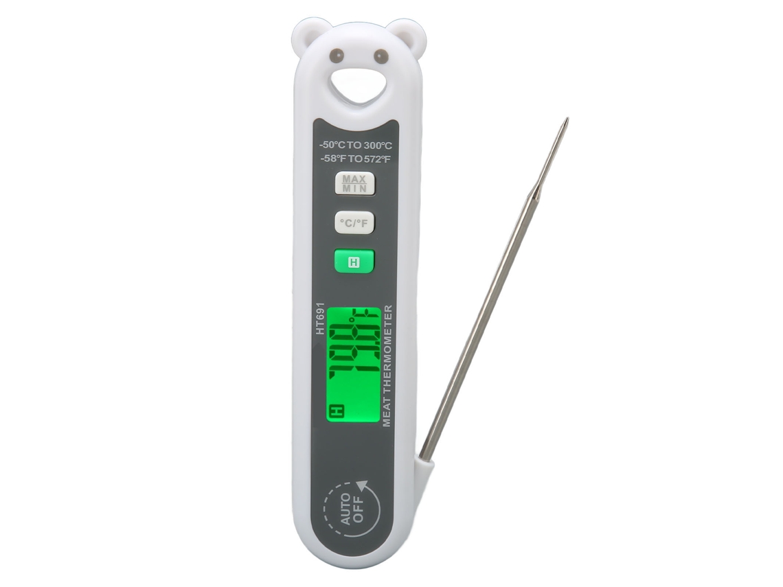 Termómetro Digital Plegable Con Pantalla Lcd Resistente Al Agua Y Sonda Para Carne. Medidor De Temperatura De -50 ℃ A 300 ℃.