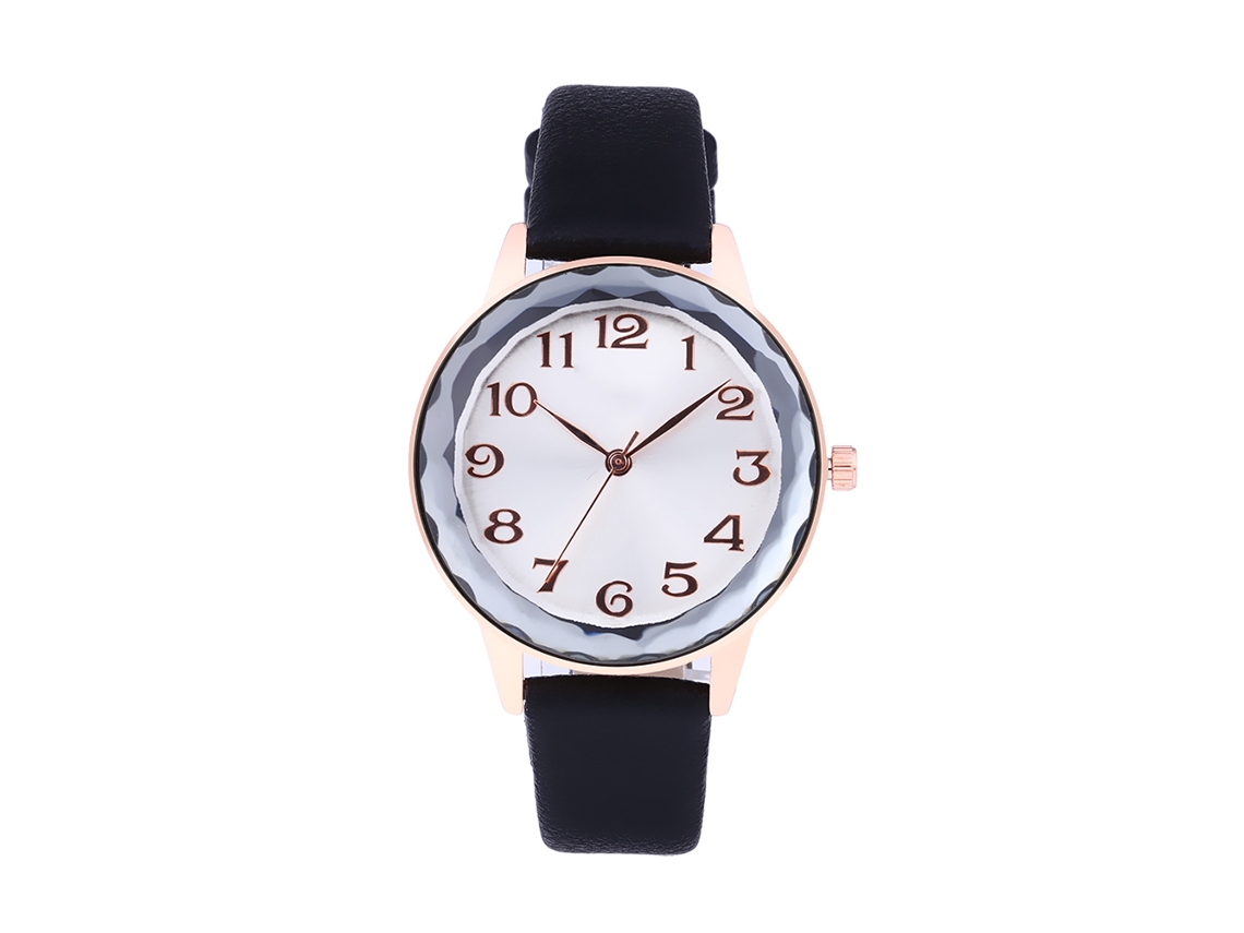 Reloj De Pulsera De Cuarzo Para Mujer Con Esfera Redonda, Elegante, Informal, Negro.