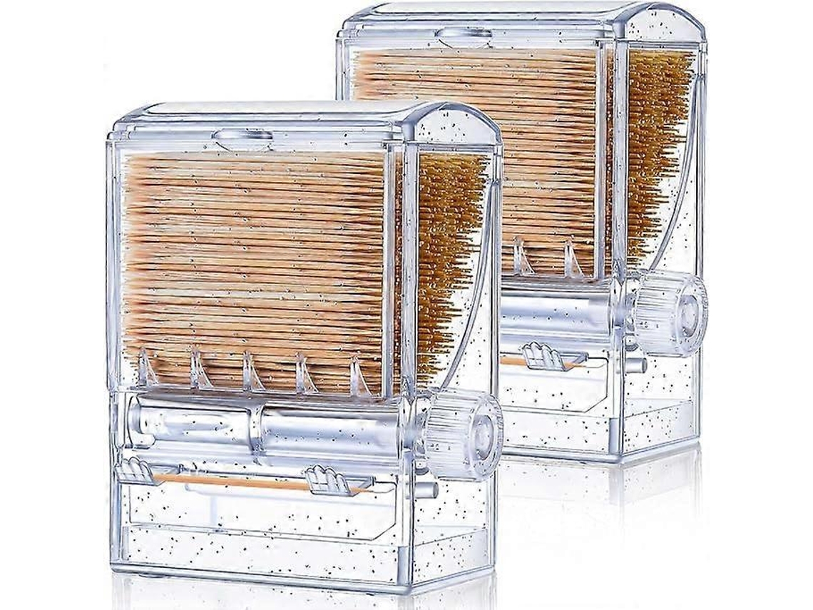 Dispensador De Palillos Automático De Acrílico Con Interruptor De Perilla Limpio Para Mesa Cocina Hogar 10.4*5.5*7.4cm 2 Piezas