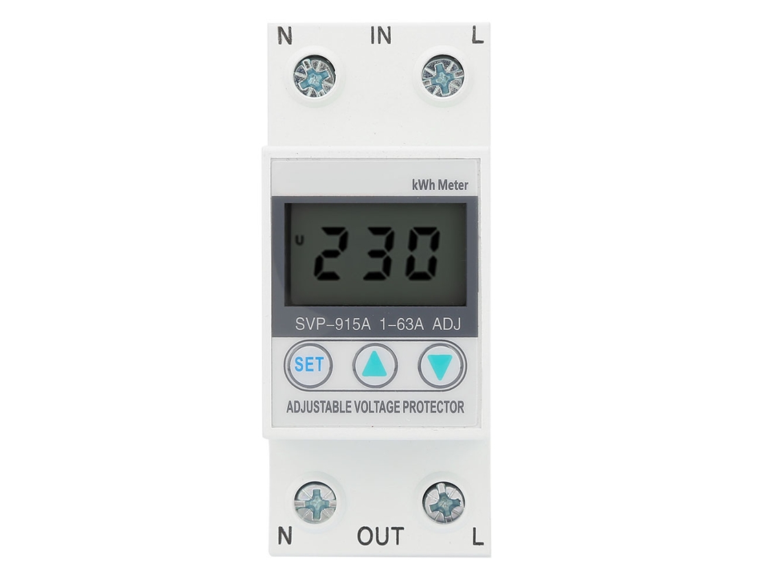 Protector Contra Sobretensiones Monofásico Para Riel Din Con Pantalla Lcd, Voltaje/potencia 230v 63a Svp-915a