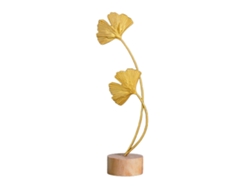 Estatua decorativa moderna de hierro con hoja de ginkgo dorada para mesa.