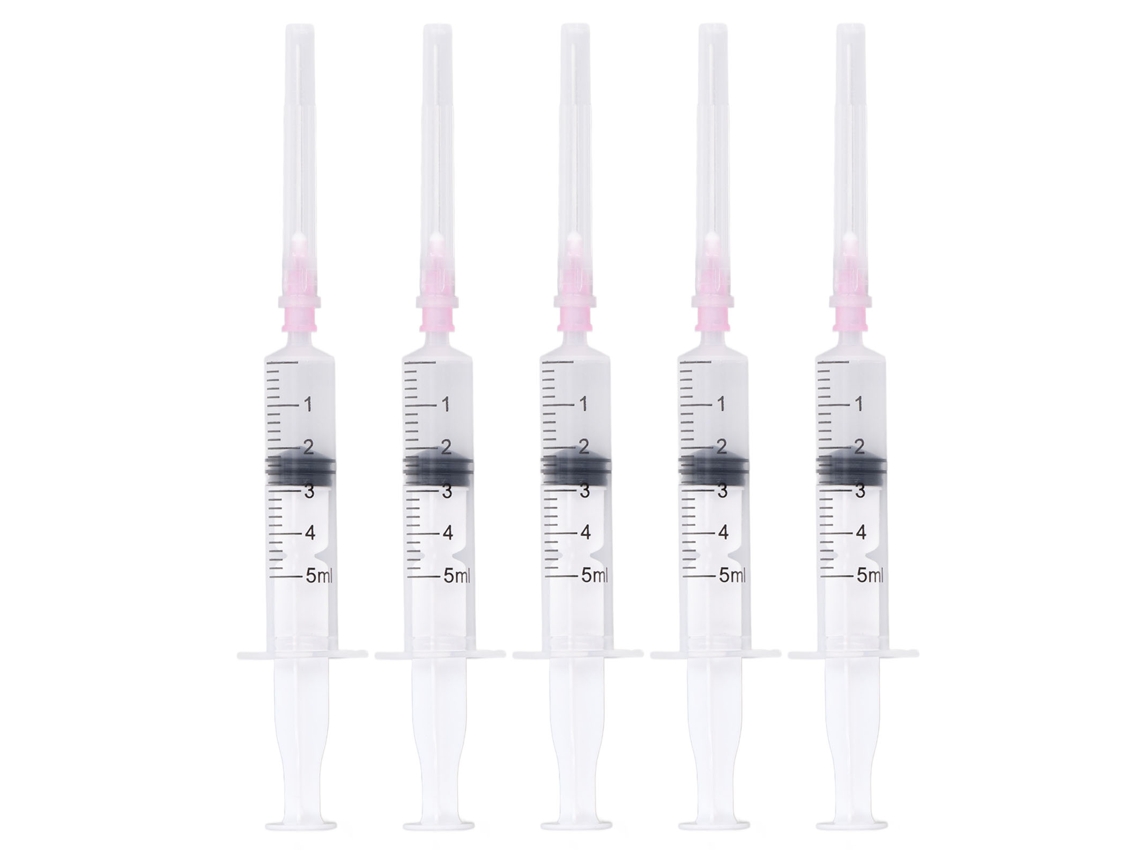 5 Jeringas De Plástico De 5 Ml Con Escala Para Rellenar Cartuchos De Tinta De Impresora