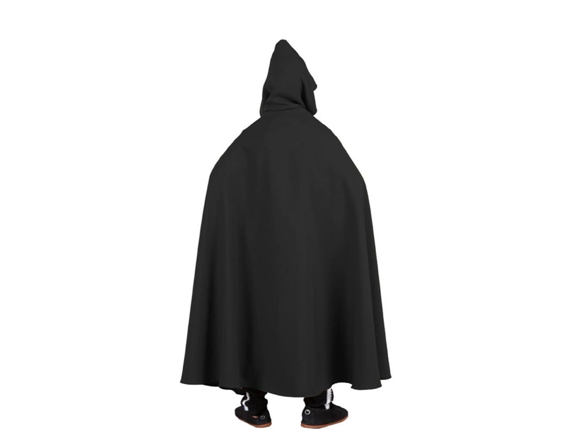 Capa larga Medieval negra con capucha infantil