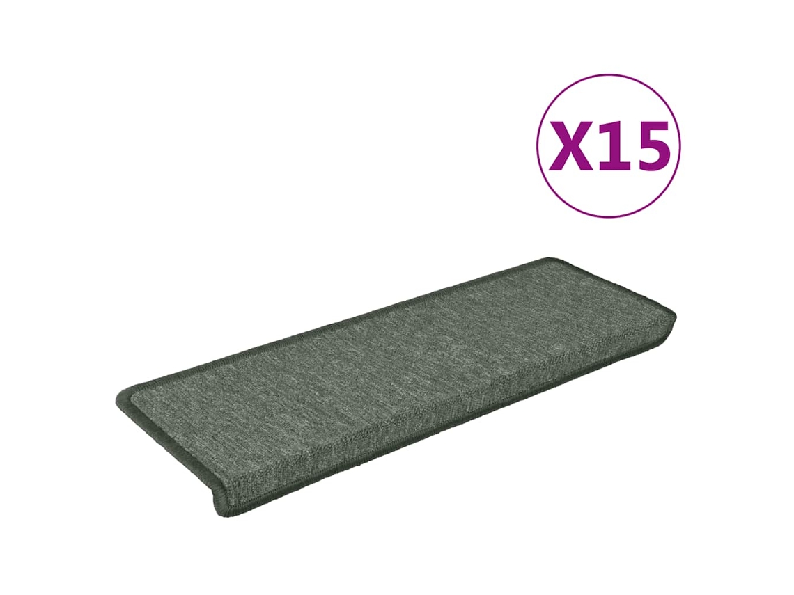 Maison Exclusive - Alfombrillas Para Escaleras 15 Unidades 65x21x4 Cm Verde Oscuro Borde Rectangular