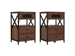Maison Exclusive - Armario De Noche Con Cajón 2 Pcs Roble Marrón 40 X 31 X 60 Cm