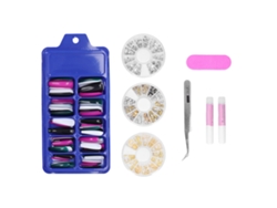 Dedos Artificiais Longos Coloridos Abs De Capa Completa Com Estojo E Acessórios Para Manicure Diy 100 Peças