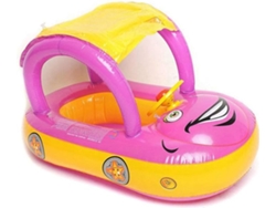 Flotador Infantil Para Piscina Con Toldo Y Volante, Juguete Inflable Para Piscina Rosa Siurn