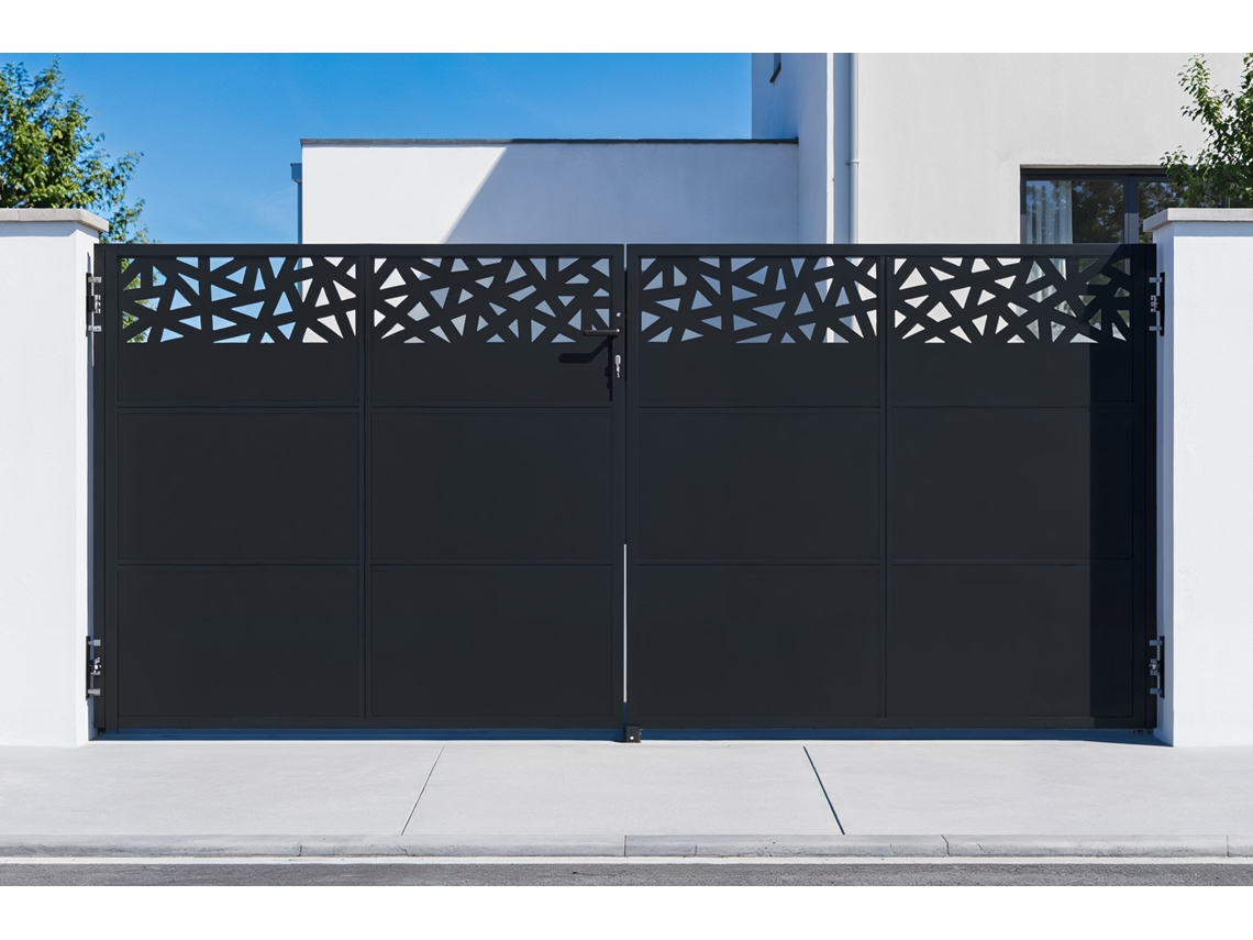 Puerta De Acero Negro Mate 3,5 M Nali Ruivo H.160cm
