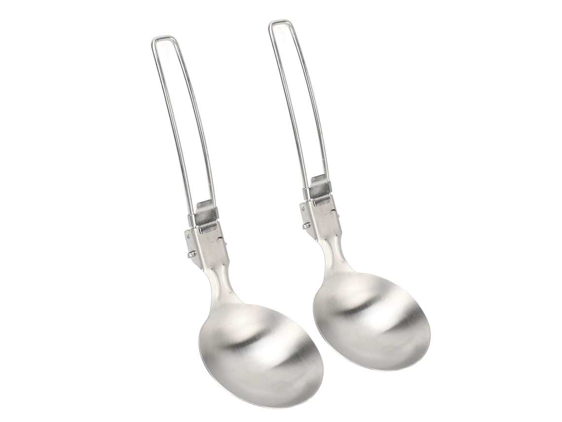2 Cucharas Plegables De Acero Inoxidable 304, Resistentes Al Calor Y Al Óxido, Portátiles Para Camping, Ciclismo Y Senderismo.