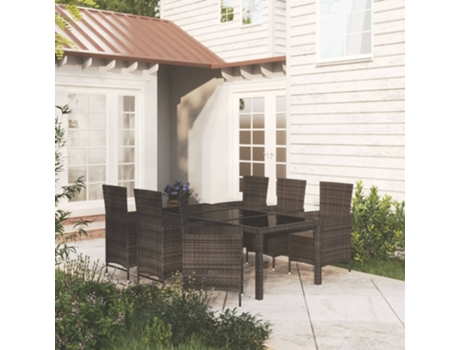 Conjunto 7 de comedor de jardín VIDAXL ratán sintético negro
