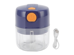 Picadora de ajo eléctrica portátil azul con 3 cuchillas, capacidad de 250 ml, PP, libre de BPA, mini picadora de verduras para el hogar.