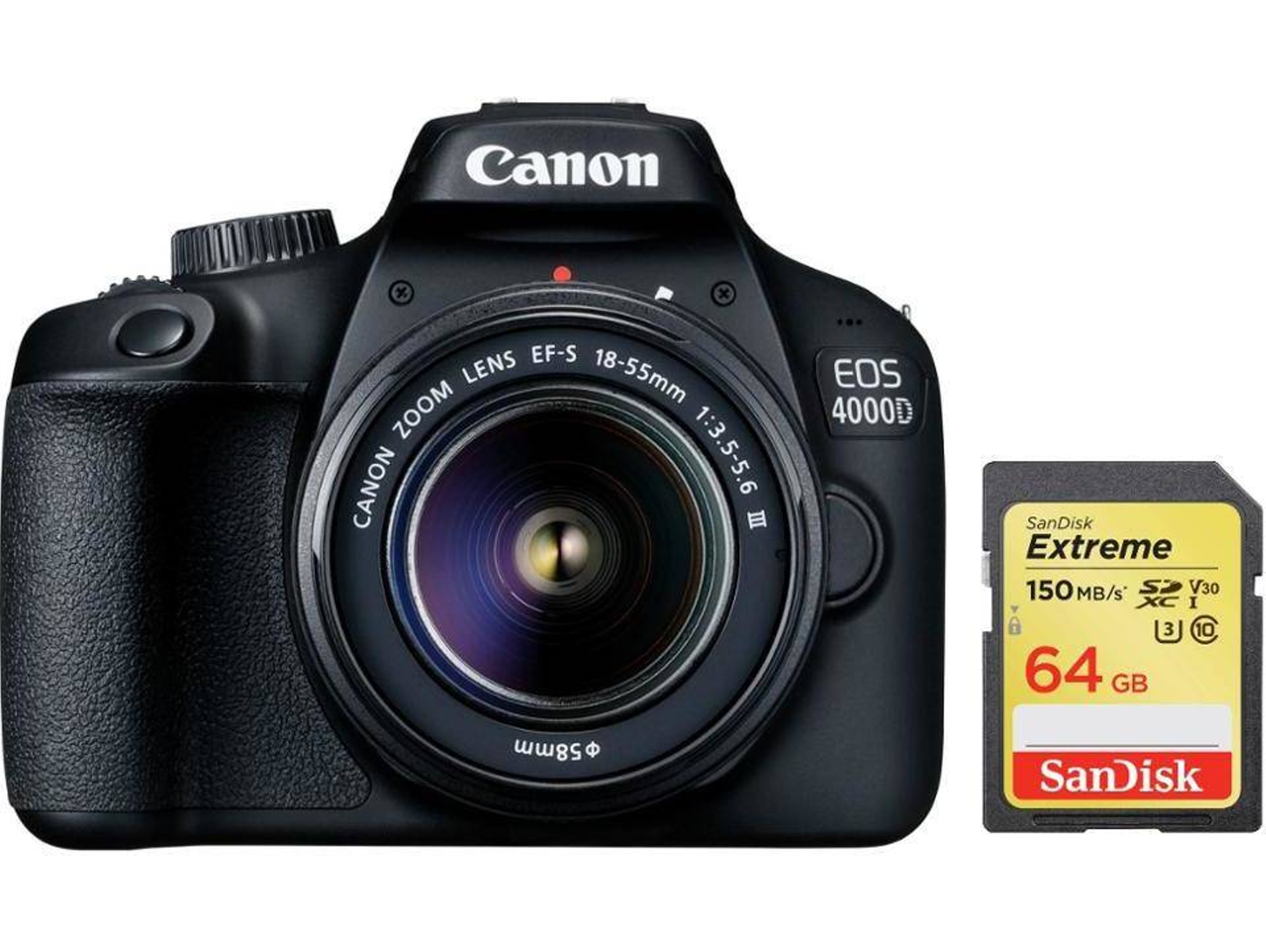 Kit Cámara Réflex CANON EOS 4000D EF-S 18-55MM F3.5-5.6 III + SD64GB