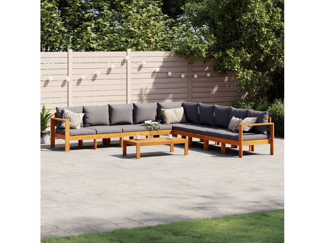 Conjunto de sofás de jardín DKD Home Decor de 6 piezas con cojines en madera maciza de acacia
