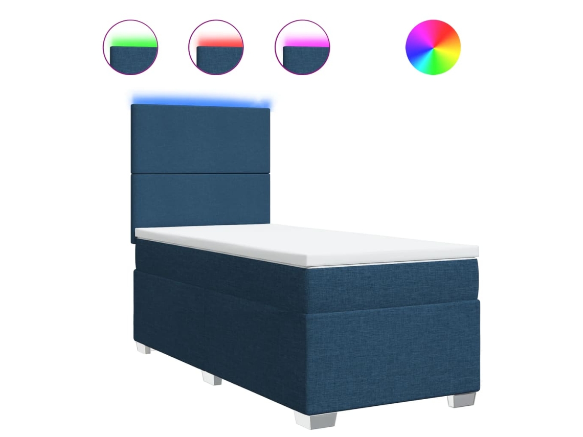 Maison Exclusive - Cama Box Spring Con Colchón Tela Azul 100x200 Cm