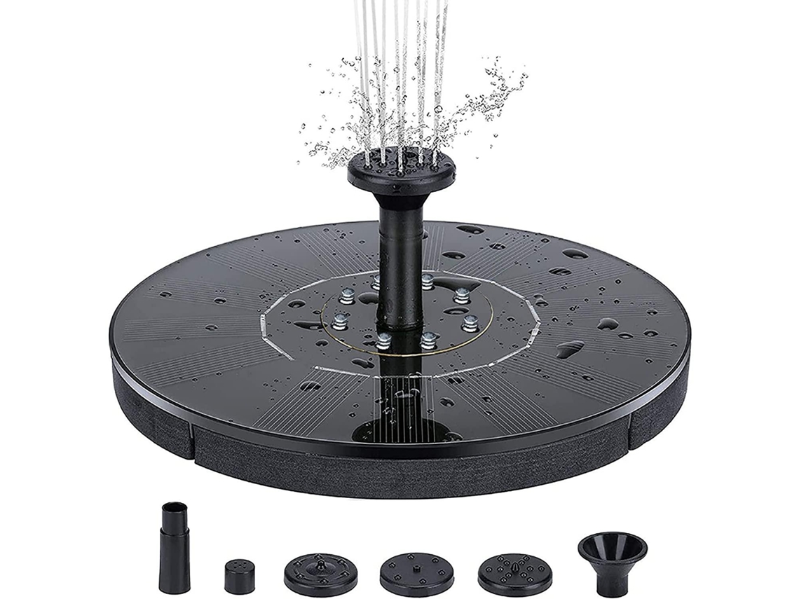 Fuente de agua con energía solar de 18 cm con iluminación LED blanca INF