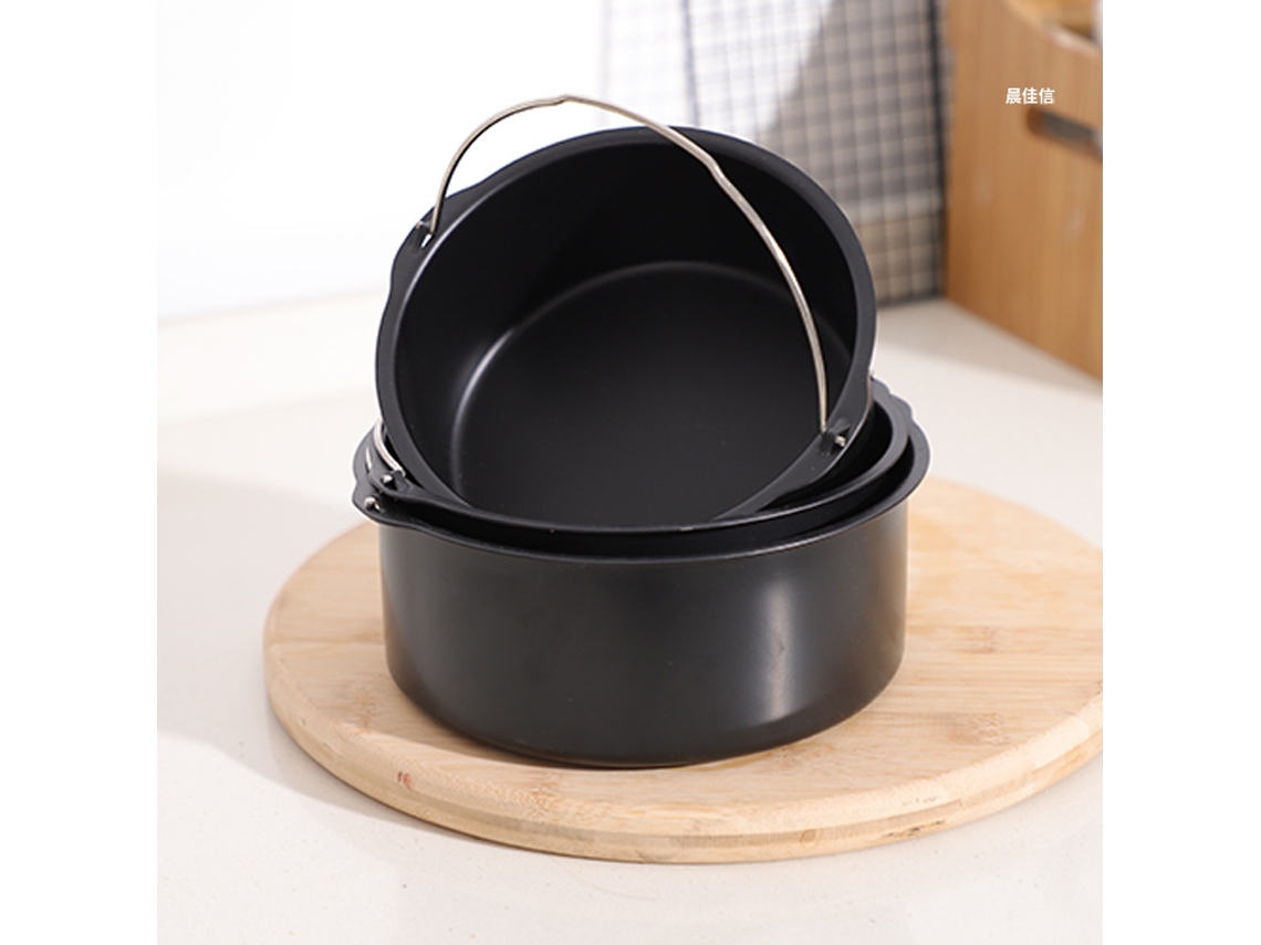 Canasta Para Pasteles Accesorio De Freidora De Aire Molde De Horneado Antiadherente Redondo Para Papas Fritas Placa De Pizza De 8 Pulgadas Negra
