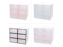 Cajas Zapatos Almacenamiento Transparente Juego 6 Plástico Pp Grueso Marco Negro Organizador Práctico Estantes