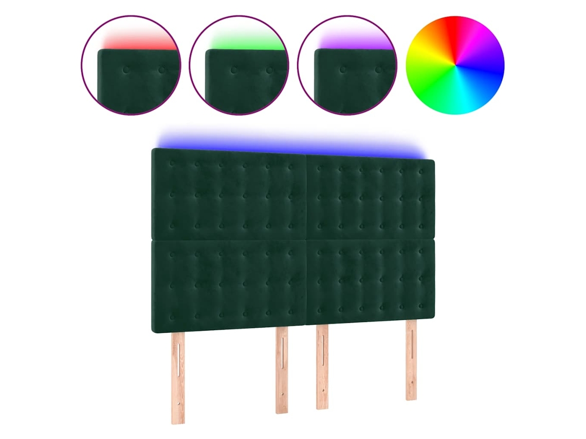 Maison Exclusive - Cabecero Con Luces Led Terciopelo Verde Oscuro 144x5x118/128 Cm