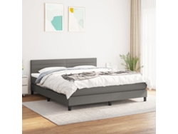 Cama Box Spring Con Colchón Tela Gris Oscuro 180x200 Cm